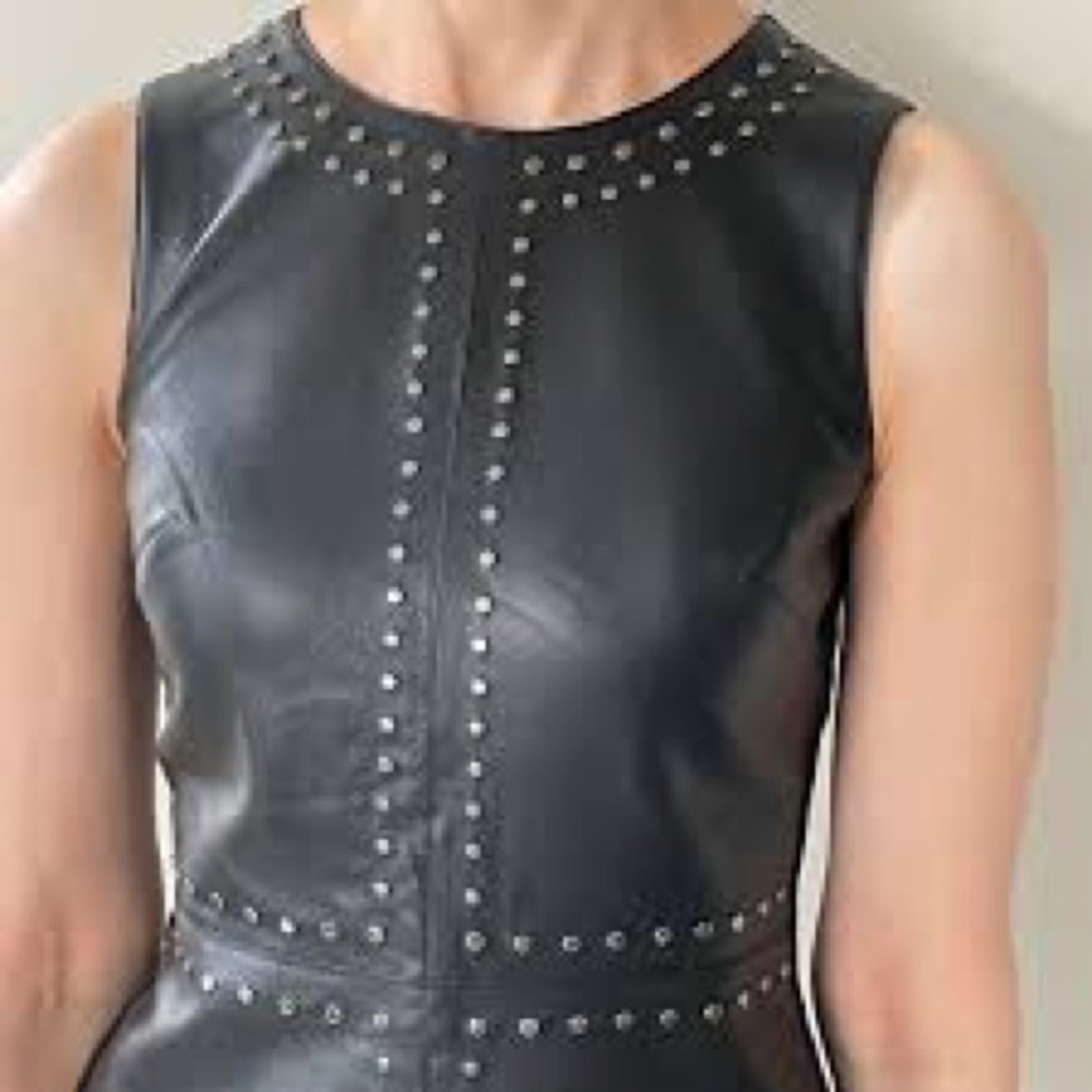 Bailey 44 silver studded vegan leather front sleeveless top size small